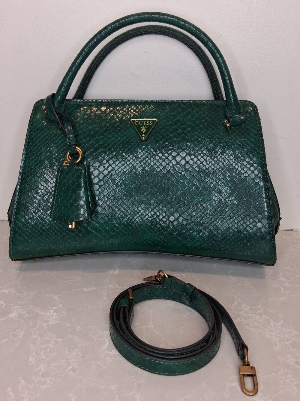 Guess - Annita Girlfriend Satchel Green Python
